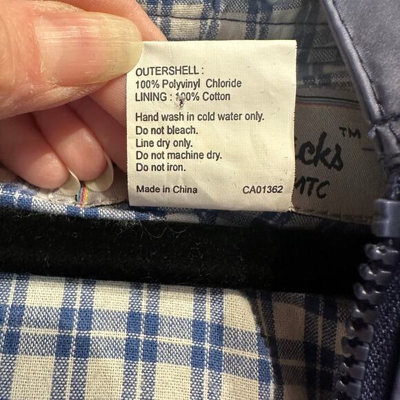 Thermal-Slicks Size XL Rain Jacket Coat Blue Plaid Lining Hooded - Picture 5 of 13